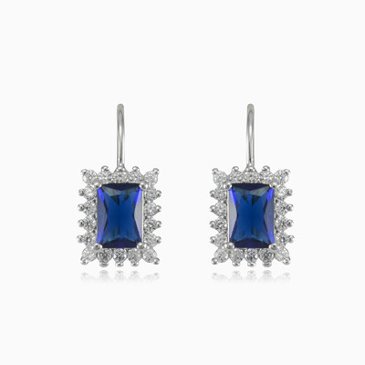 Rectangle blue quartz earrings woman Earrings Halo