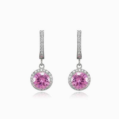 Round rose quartz earrings woman Earrings Halo