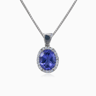 Oval tanzanite pendant woman Pendants Halo