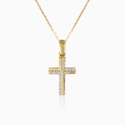 Crystal and gold cross woman Pendants Santa Croce