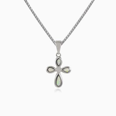Decorative white opal cross woman Pendants Santa Croce