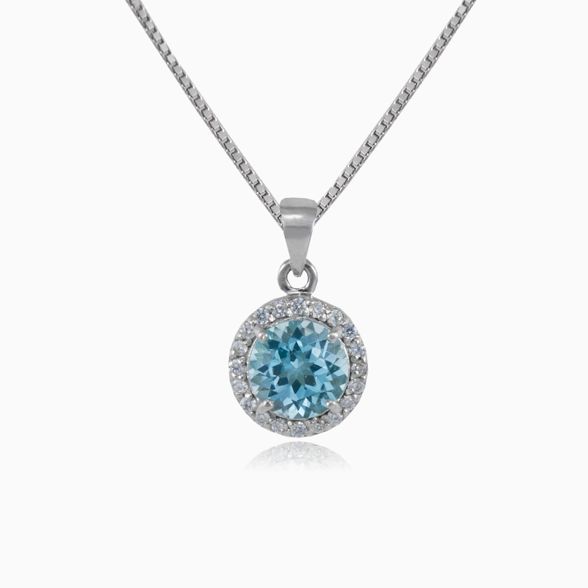 Pendentif en topaze ronde femme Pendentifs Halo N.1