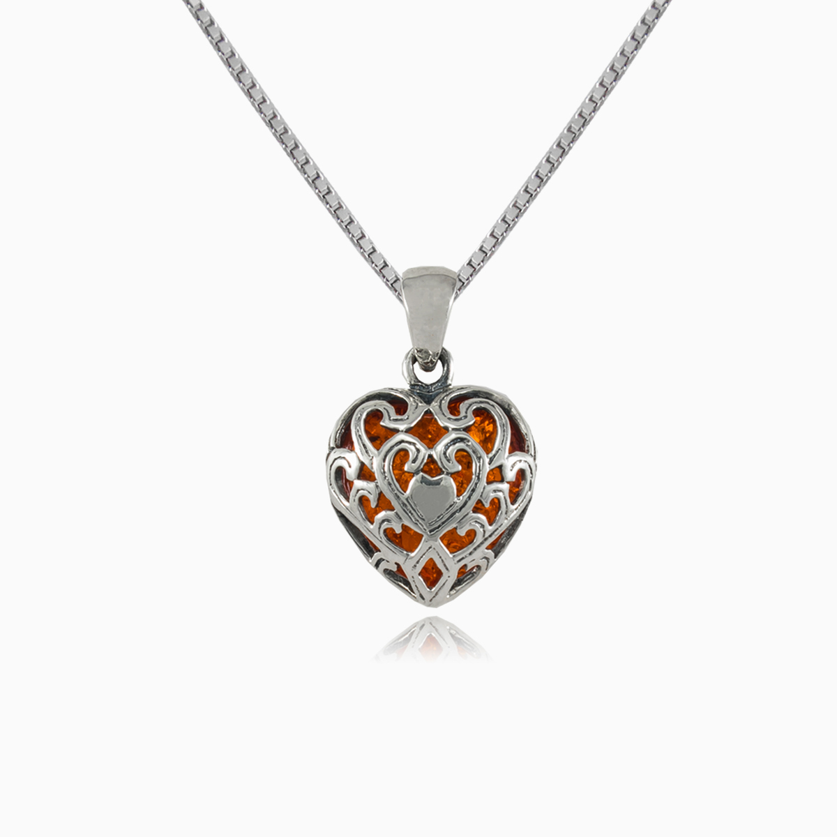 Colgante de corazón de ámbar mujer Colgantes Colorino N.2