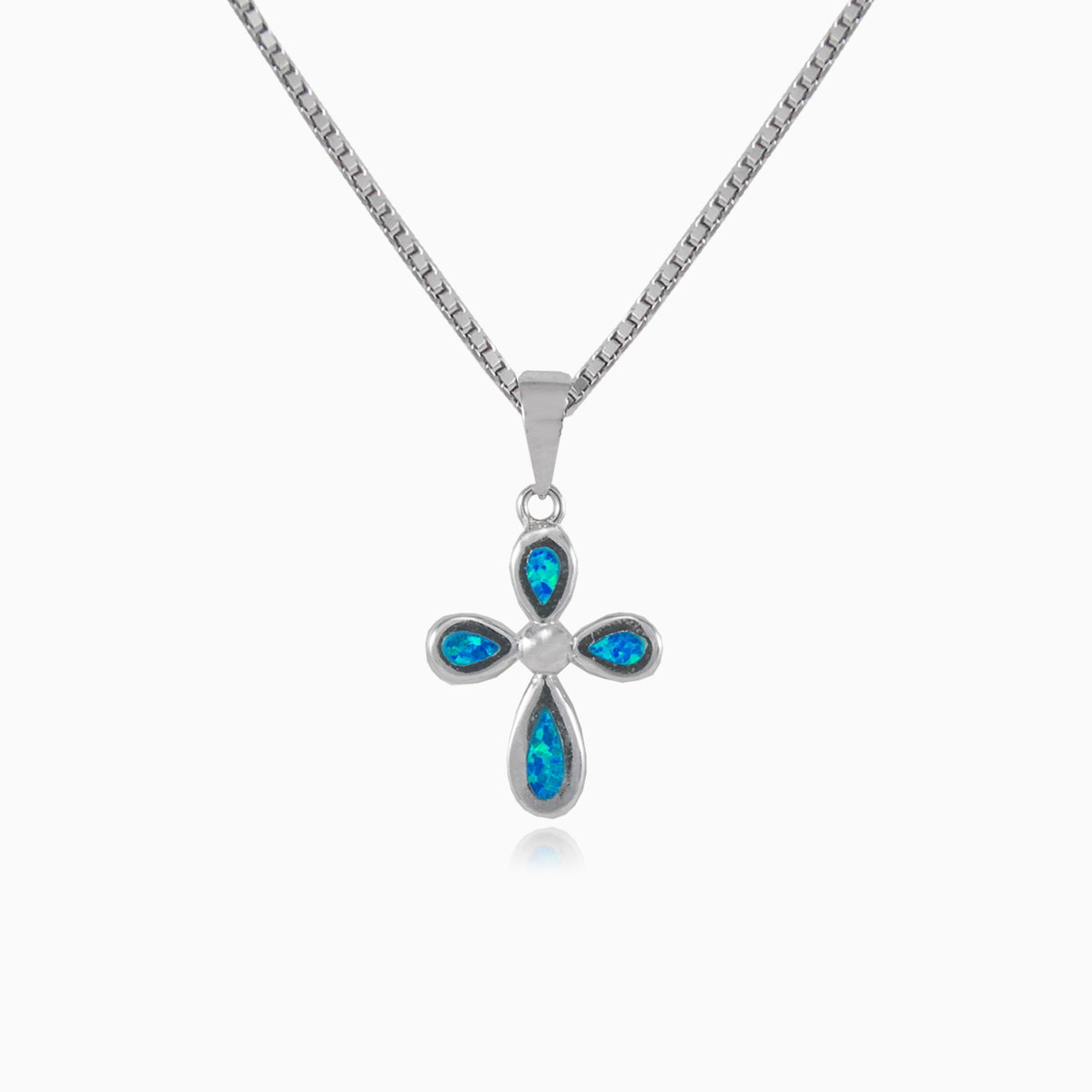 Croix décorative en opale bleue femme Pendentifs Santa Croce N.1