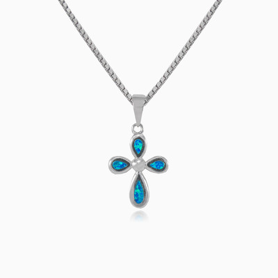 Decorative blue opal cross woman Pendants Santa Croce