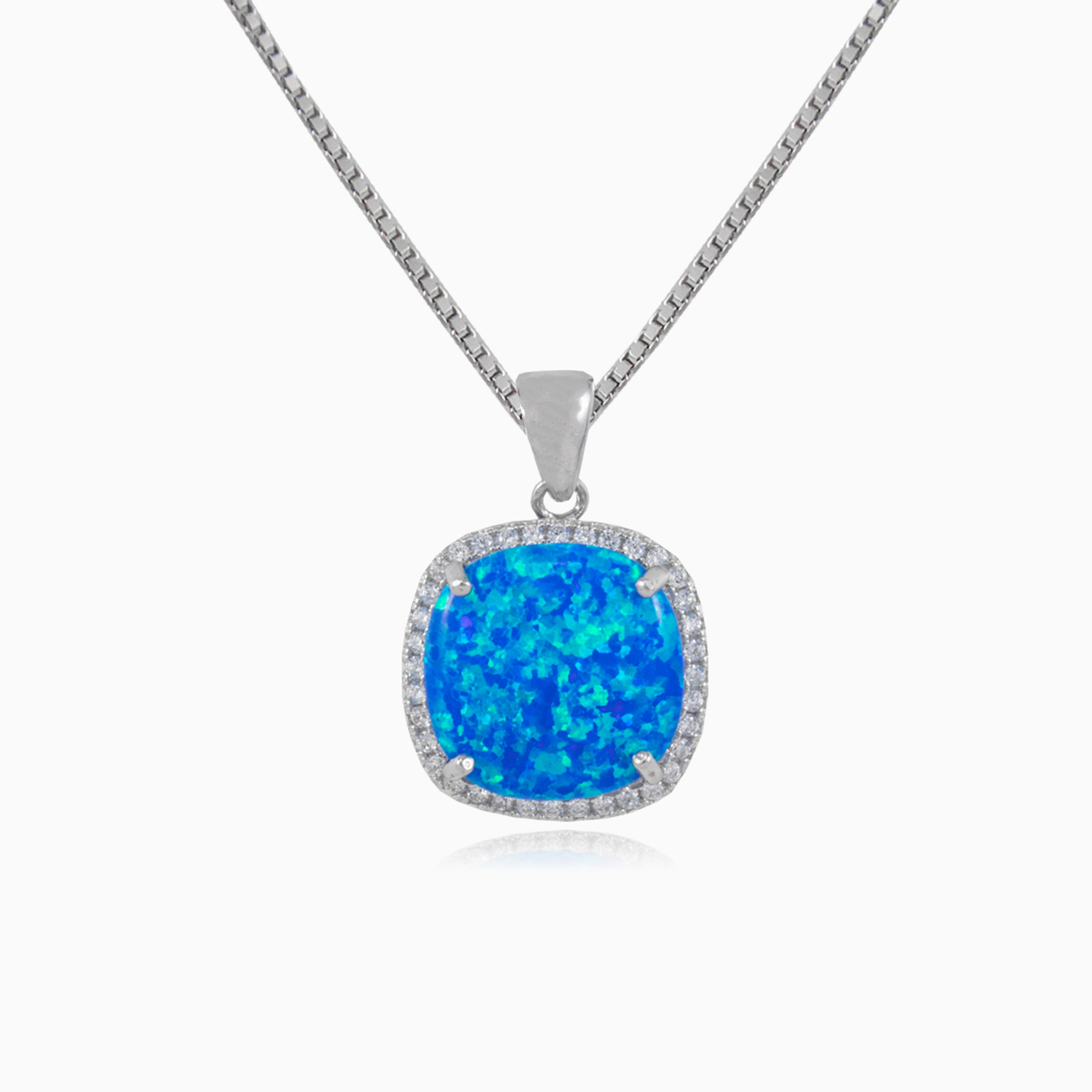 Quadratischer blauer Opal-Anhänger Frauen Anhänger Halo N.1