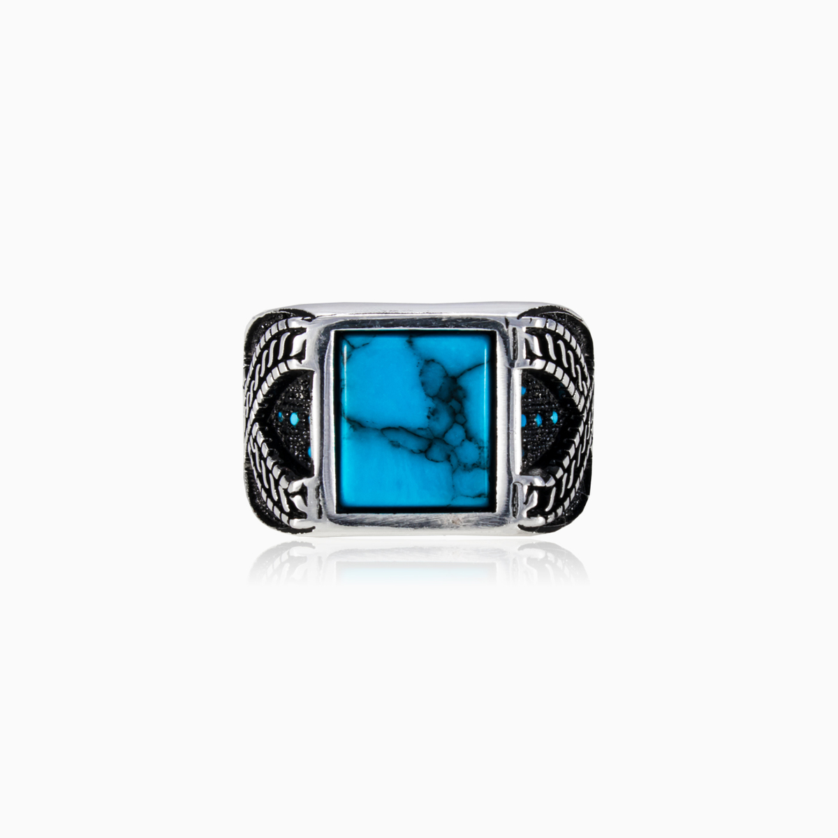 Square turquoise ring man Rings Detallado N.1