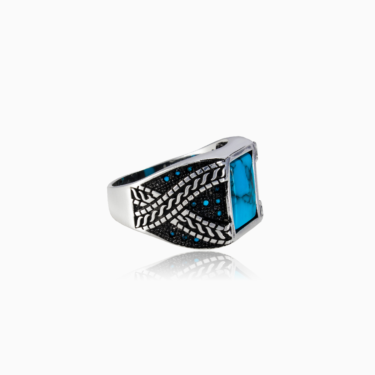 Square turquoise ring man Rings Detallado N.2