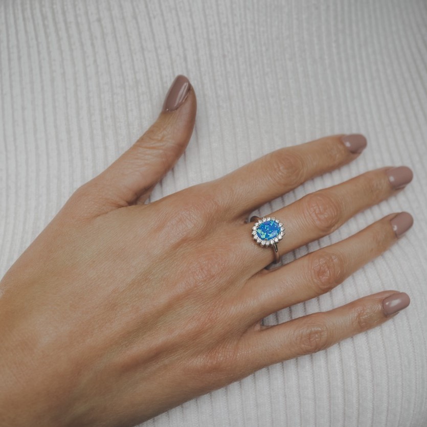 Royal blue opal ring woman Rings Halo N.3