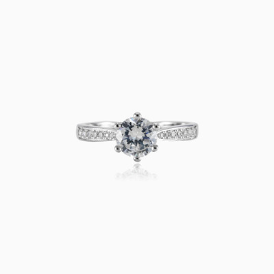 Six prong silver ring woman Engagement rings Shine bright