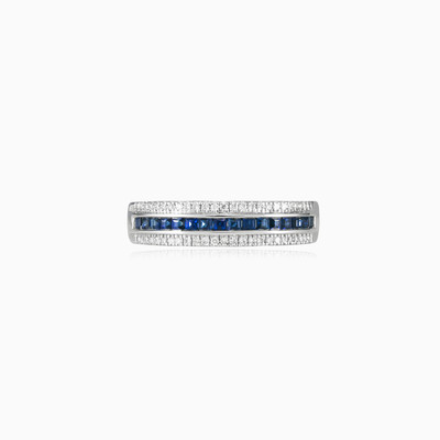 Sapphire and diamonds band unisex Wedding rings Brillantino