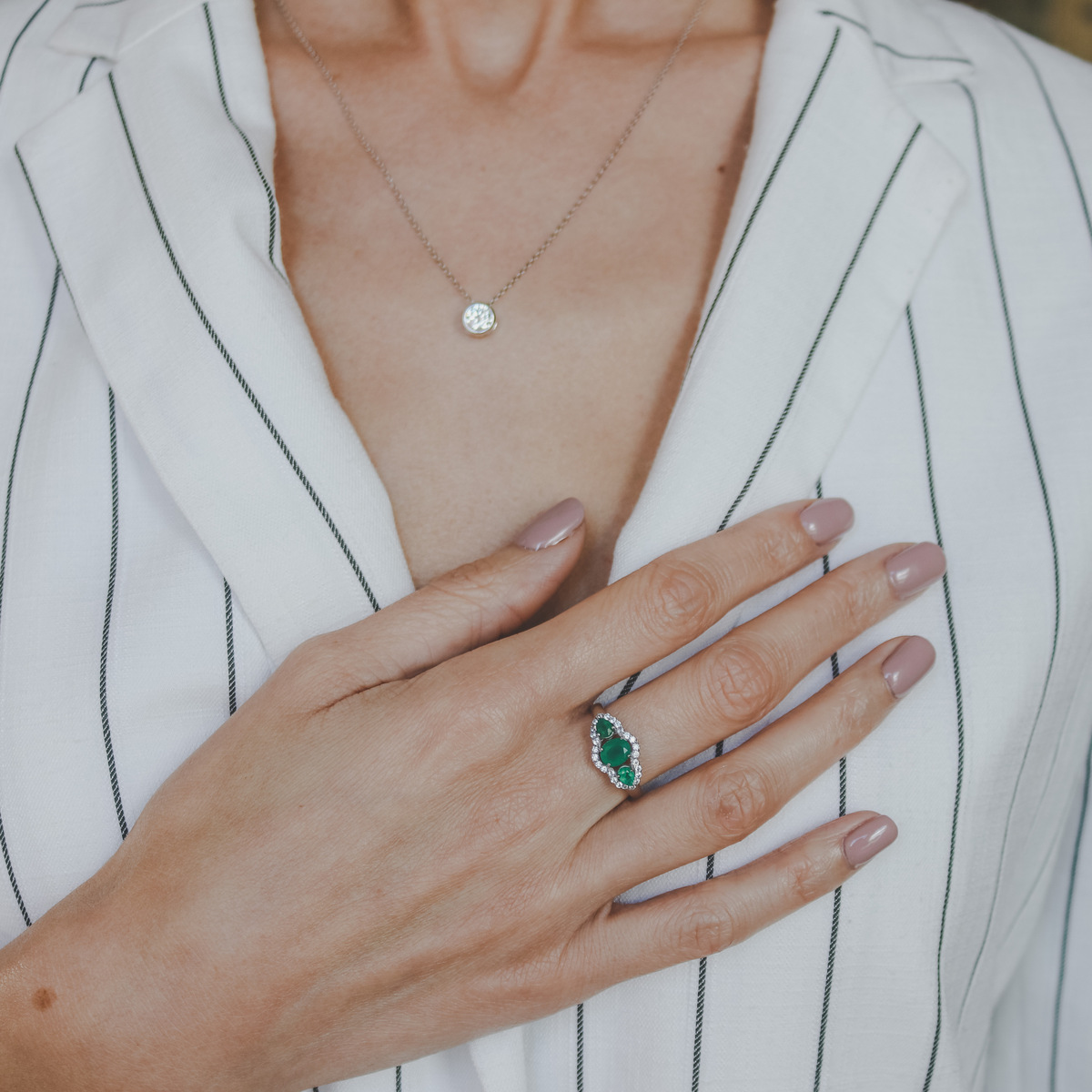 Triple jade ring woman Rings Halo N.4