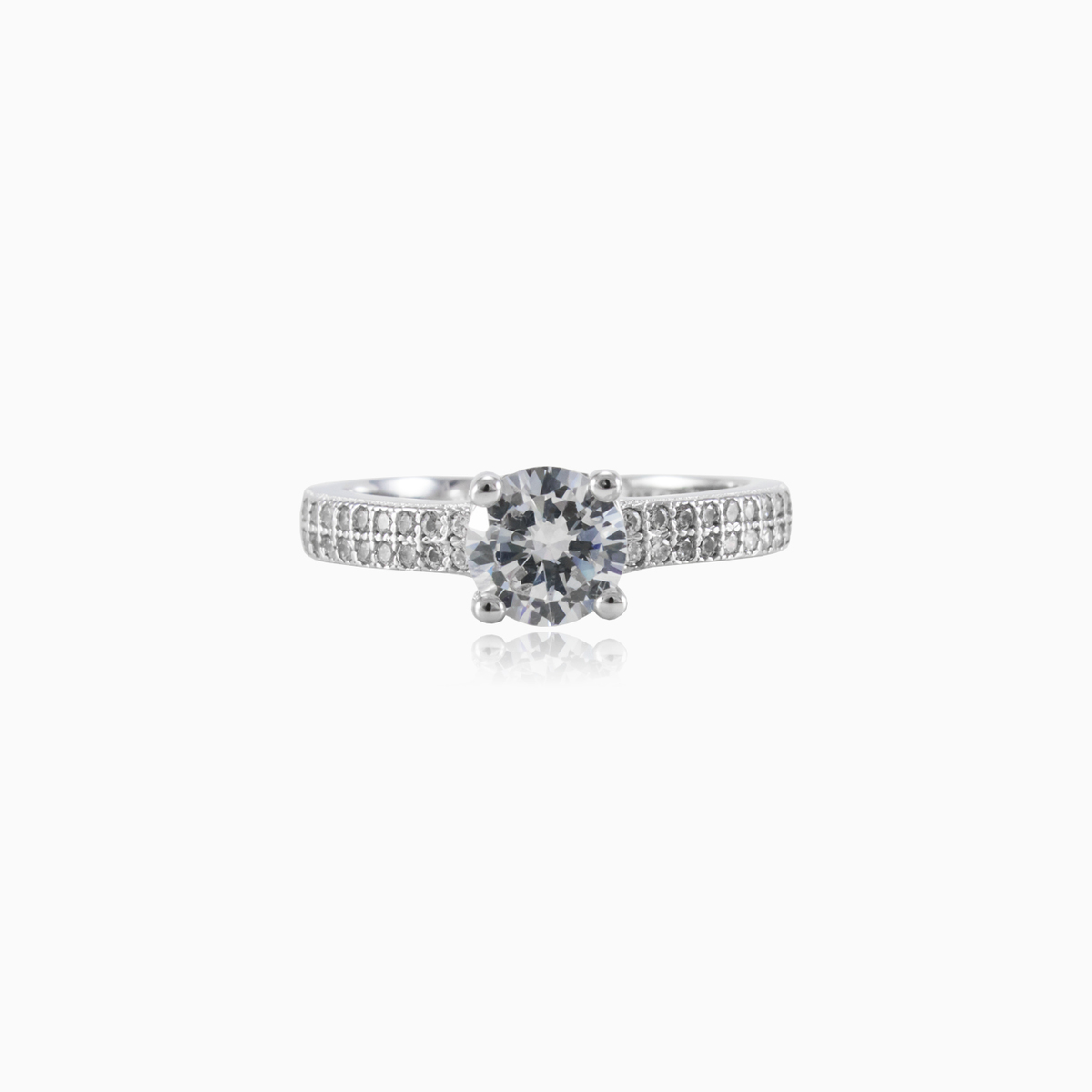 Anillo cepillado clásico de plata mujer Anillos de compromiso Shine bright N.1