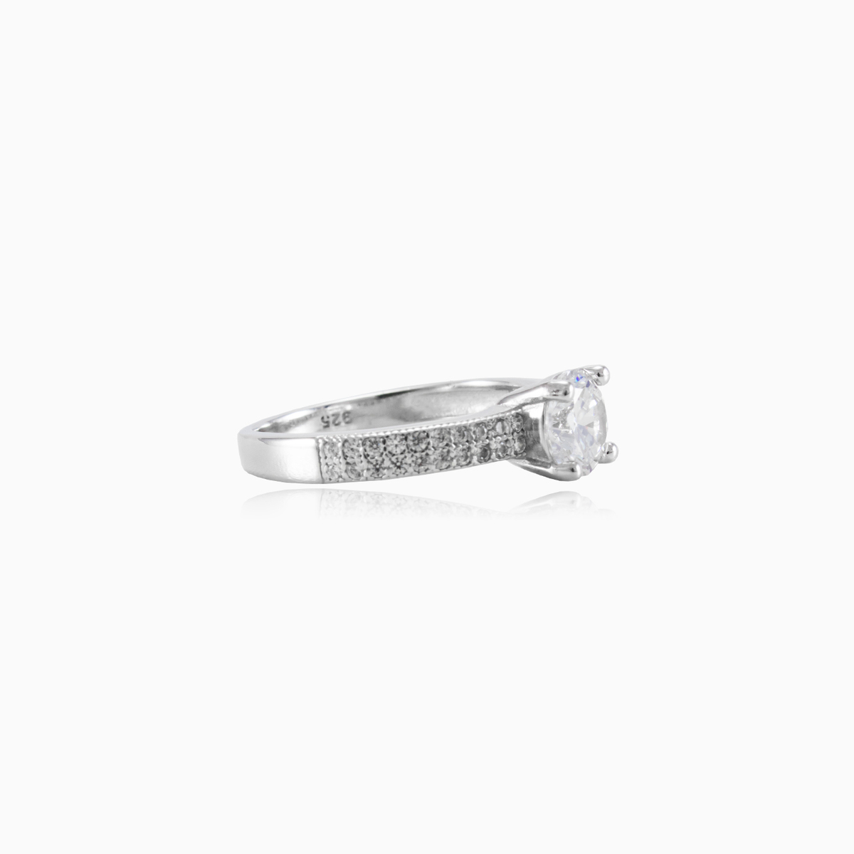 Anillo cepillado clásico de plata mujer Anillos de compromiso Shine bright N.2
