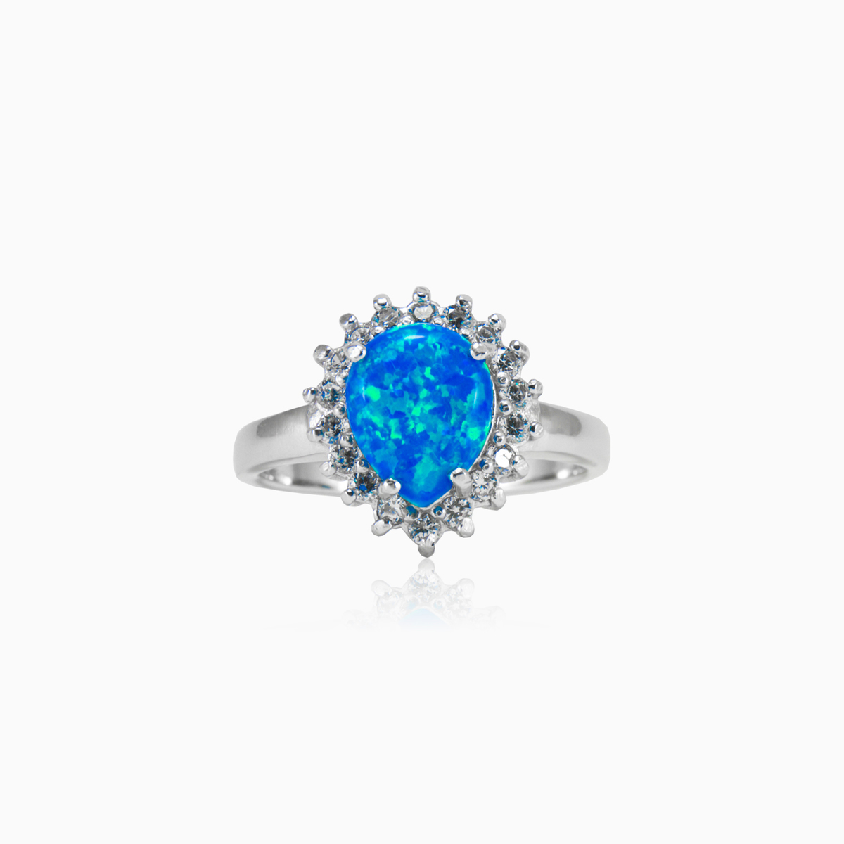 Pear blue Opal ring woman Rings Halo N.1
