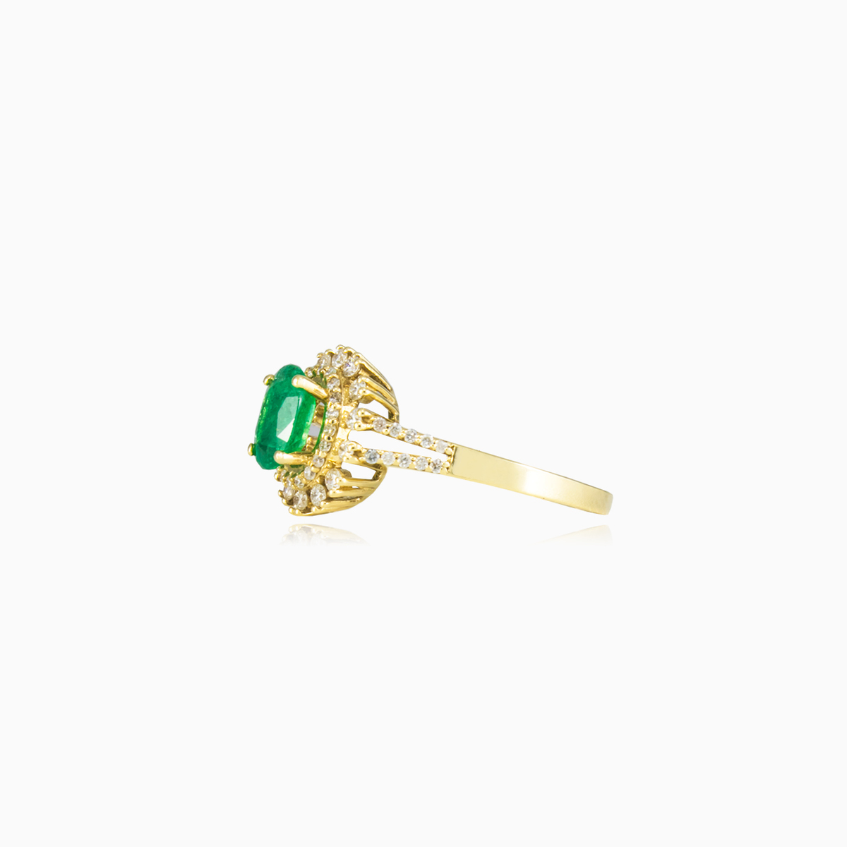 Doppelter Halo-Smaragd-Ring Frauen Verlobungsringe Brillantino N.2