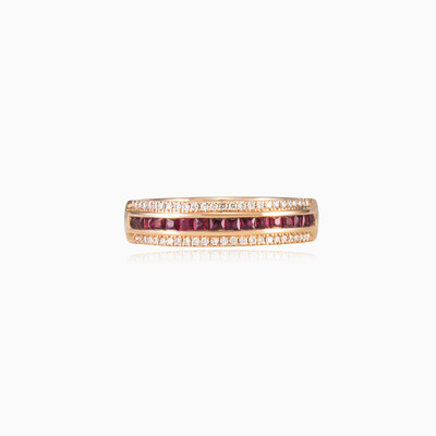 Ruby and diamonds band unisex Wedding rings Brillantino