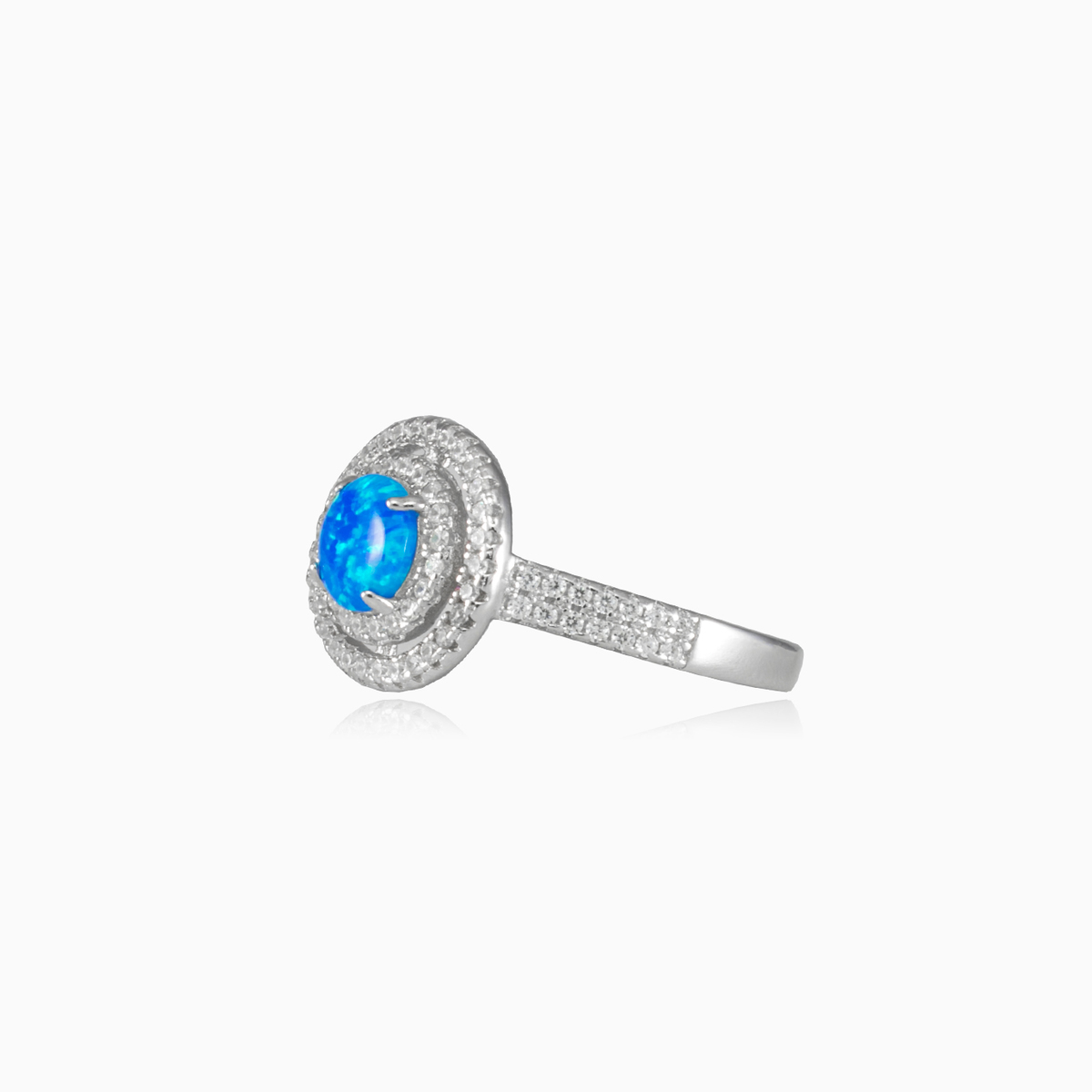 Doppelter Opal-Halo-Ring Frauen Ringe Halo N.2