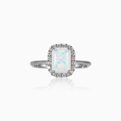 Rectangle white opal ring woman Engagement rings Royal