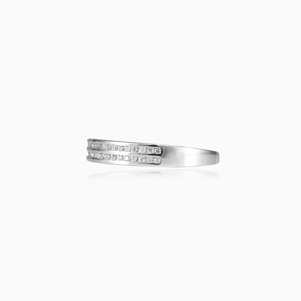 Two lines silver band woman Wedding rings Shine bright N.2