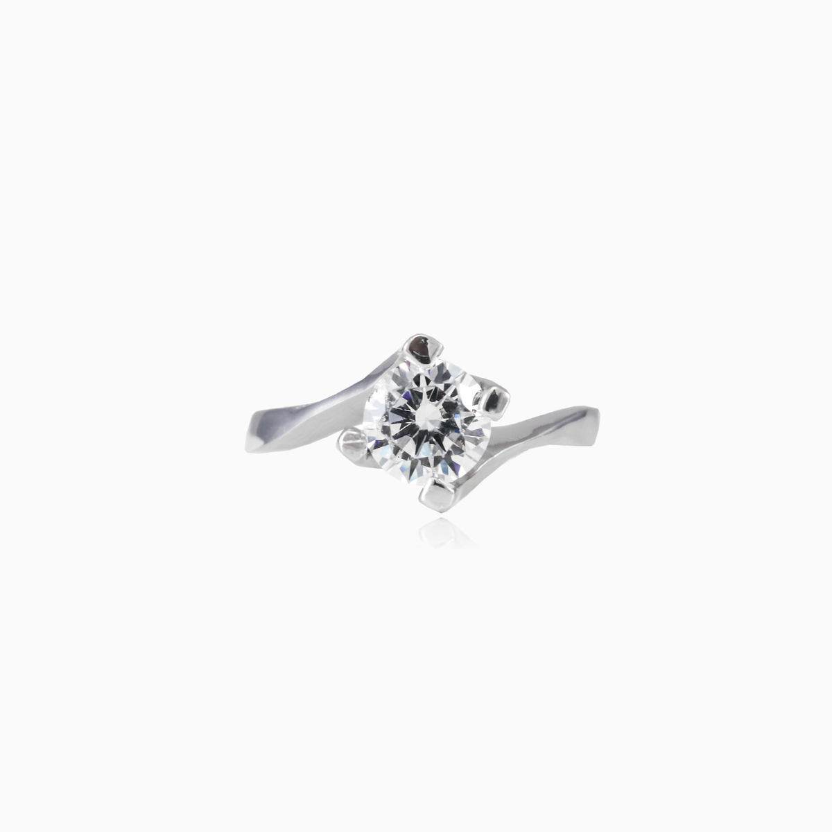 High silver solitaire woman Engagement rings Shine bright N.1