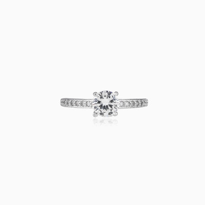 Anillo cepillado de plata mujer Anillos de compromiso Shine bright
