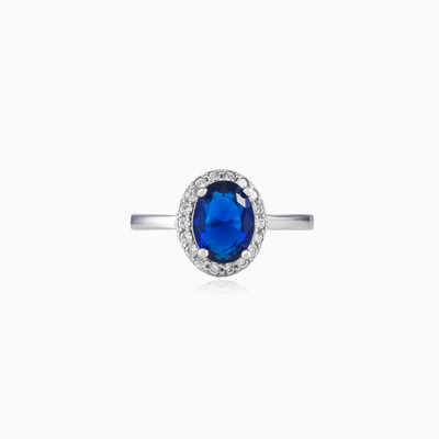 Soft blue quartz ring woman Rings Halo