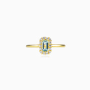 Anillo halo de topacio rectangular	 mujer Anillos de compromiso Royal