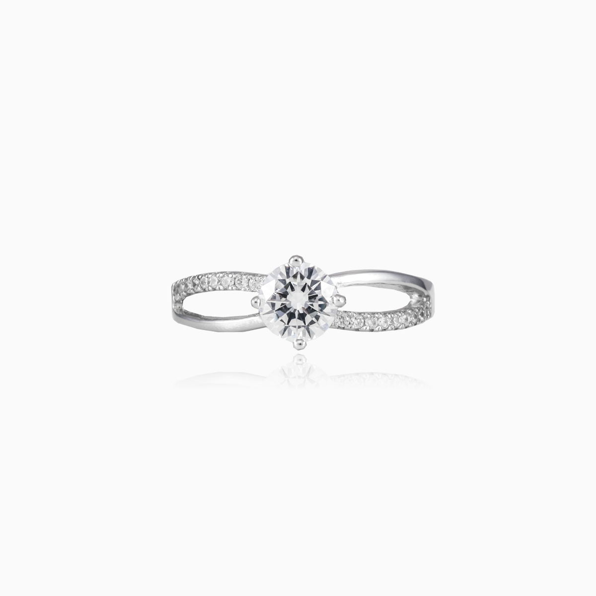Twisted solitaire silver ring woman Engagement rings Shine bright N.1