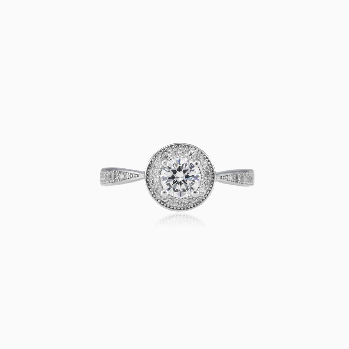 Vintage-Halo-Silberring Frauen Verlobungsringe Halo N.1
