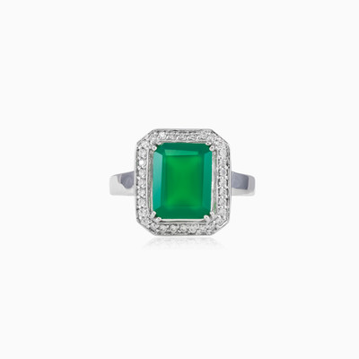 Königlicher Smaragd Jade-Ring Frauen Verlobungsringe Halo