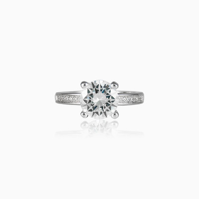 Anillo cepillado grande mujer Anillos de compromiso Shine bright