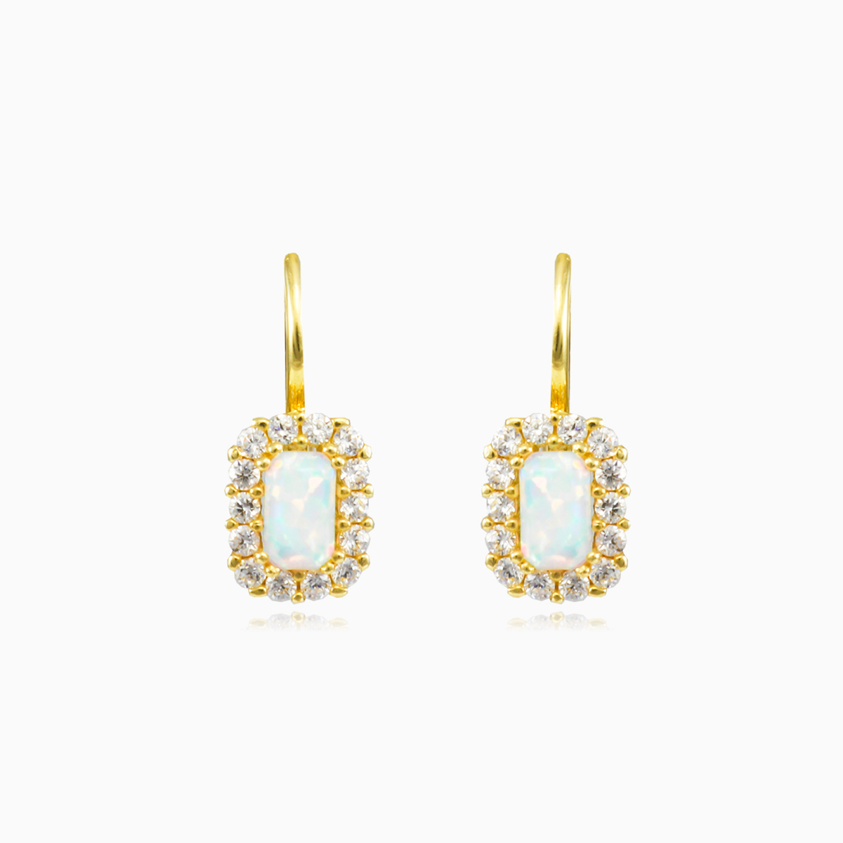 Rectangle opal halo earrings woman Earrings Royal N.1