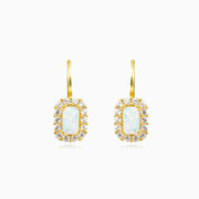 Rectangle opal halo earrings woman Earrings Royal