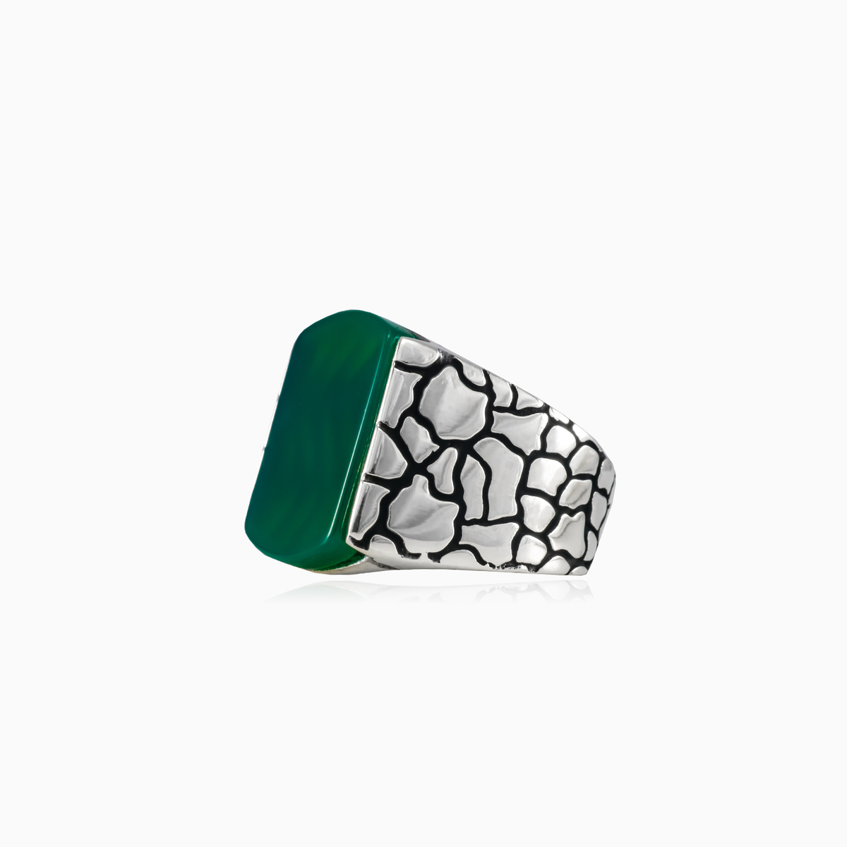 Flat jade stone ring man Rings Detallado N.2