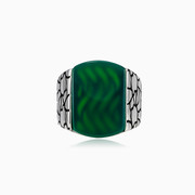 Flat jade stone ring man Rings Detallado