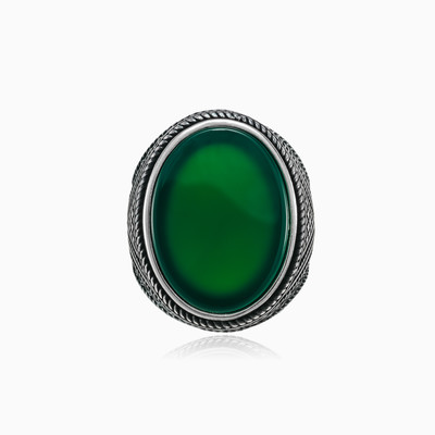 Braided silver jade ring man Rings Detallado