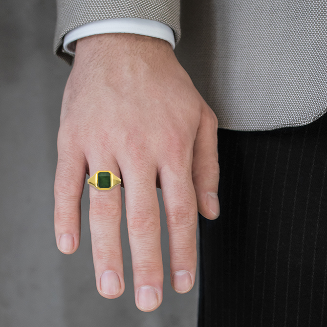 Gold jade ring unisex Rings Tinge N.3