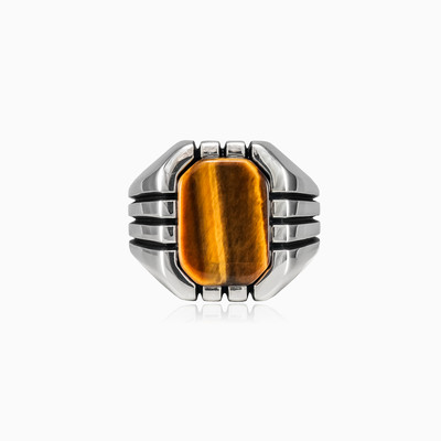 Rectangle retro tiger eye ring man Rings Harmony