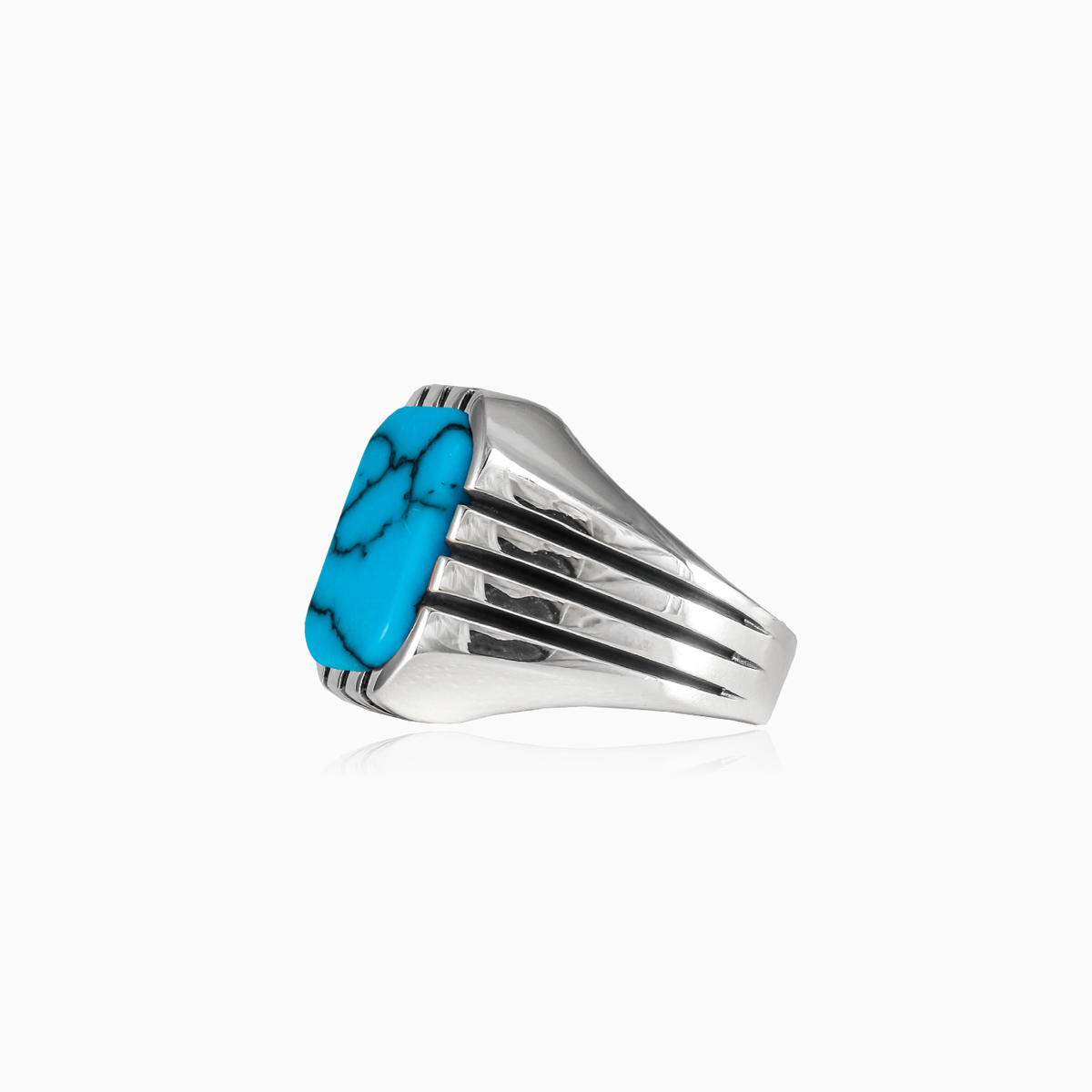 Bague rectangle rétro turquoise homme Bagues Harmony N.2
