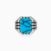 Rectangle retro turquoise ring man Rings Harmony