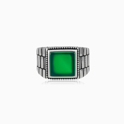 Rigid square jade ring unisex Rings oyster strap