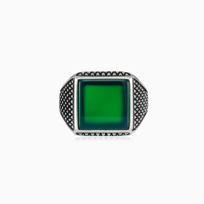 Anillo de jade de plata hombre Anillos Detallado