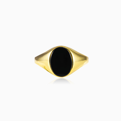 Gold oval onyx ring unisex Rings Tinge