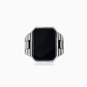 Flat emerald onyx ring man Rings oyster strap