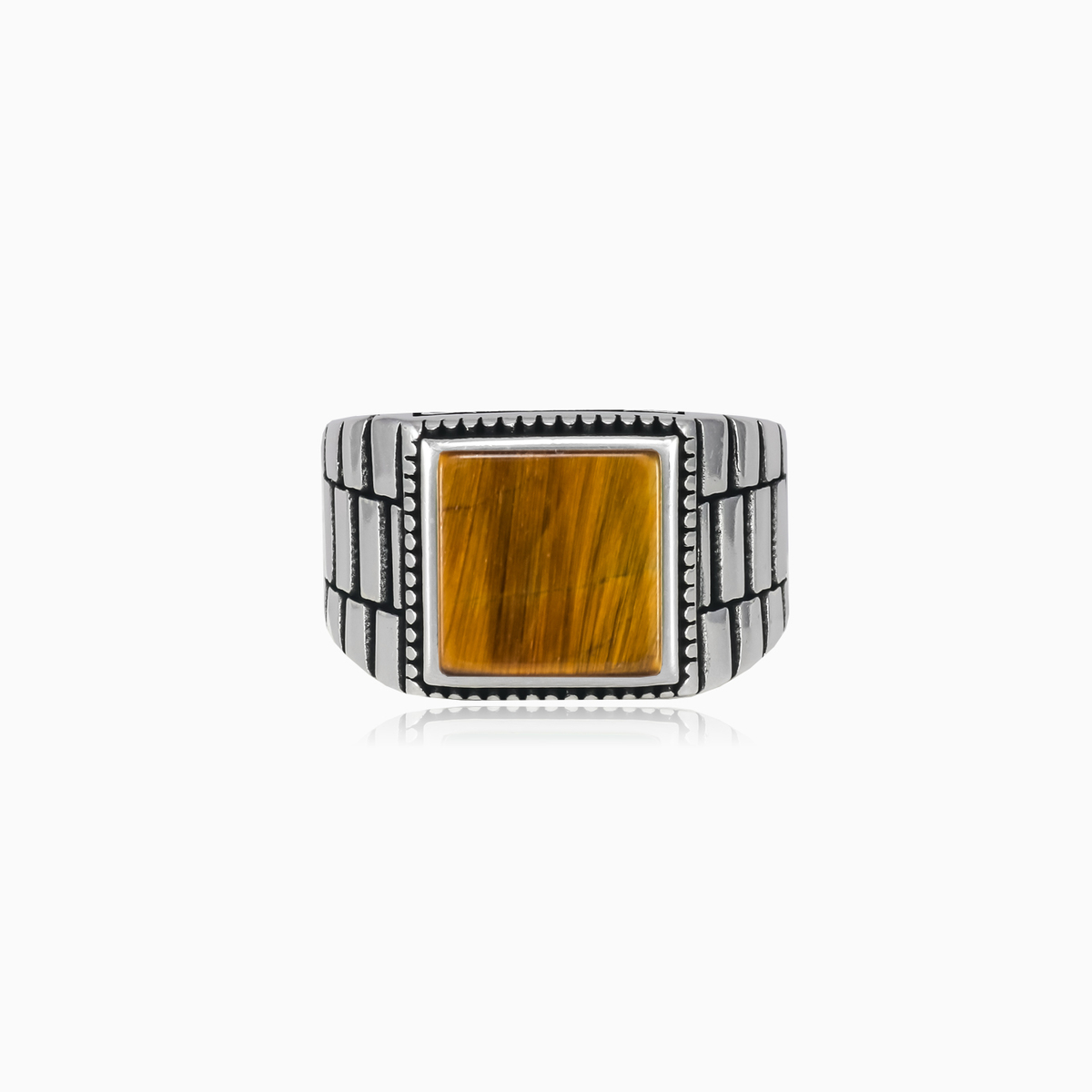 Rigid square tiger eye ring unisex Rings oyster strap N.1