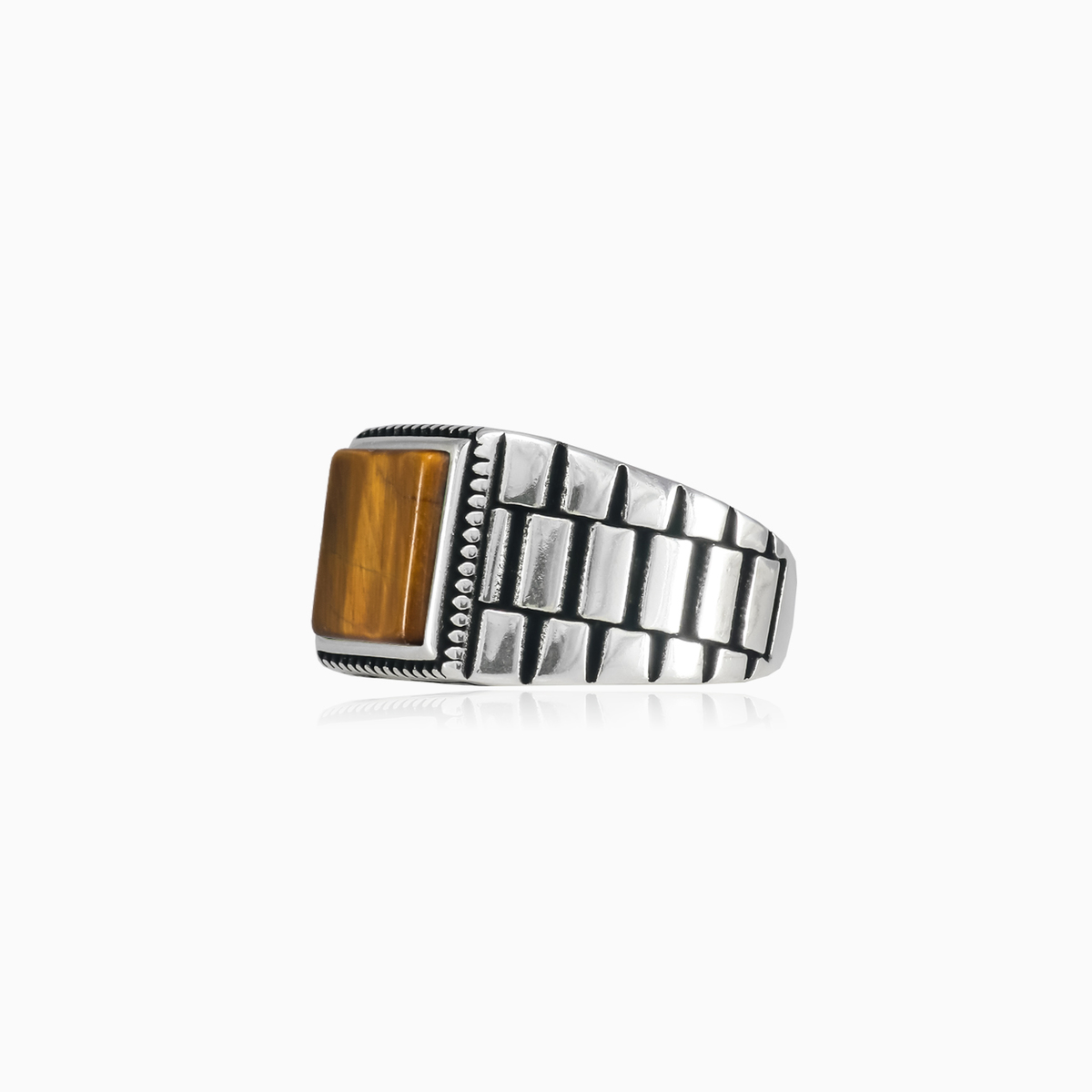 Rigid square tiger eye ring unisex Rings oyster strap N.2
