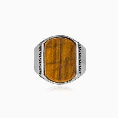 Flat tiger eye ring man Rings Hellas