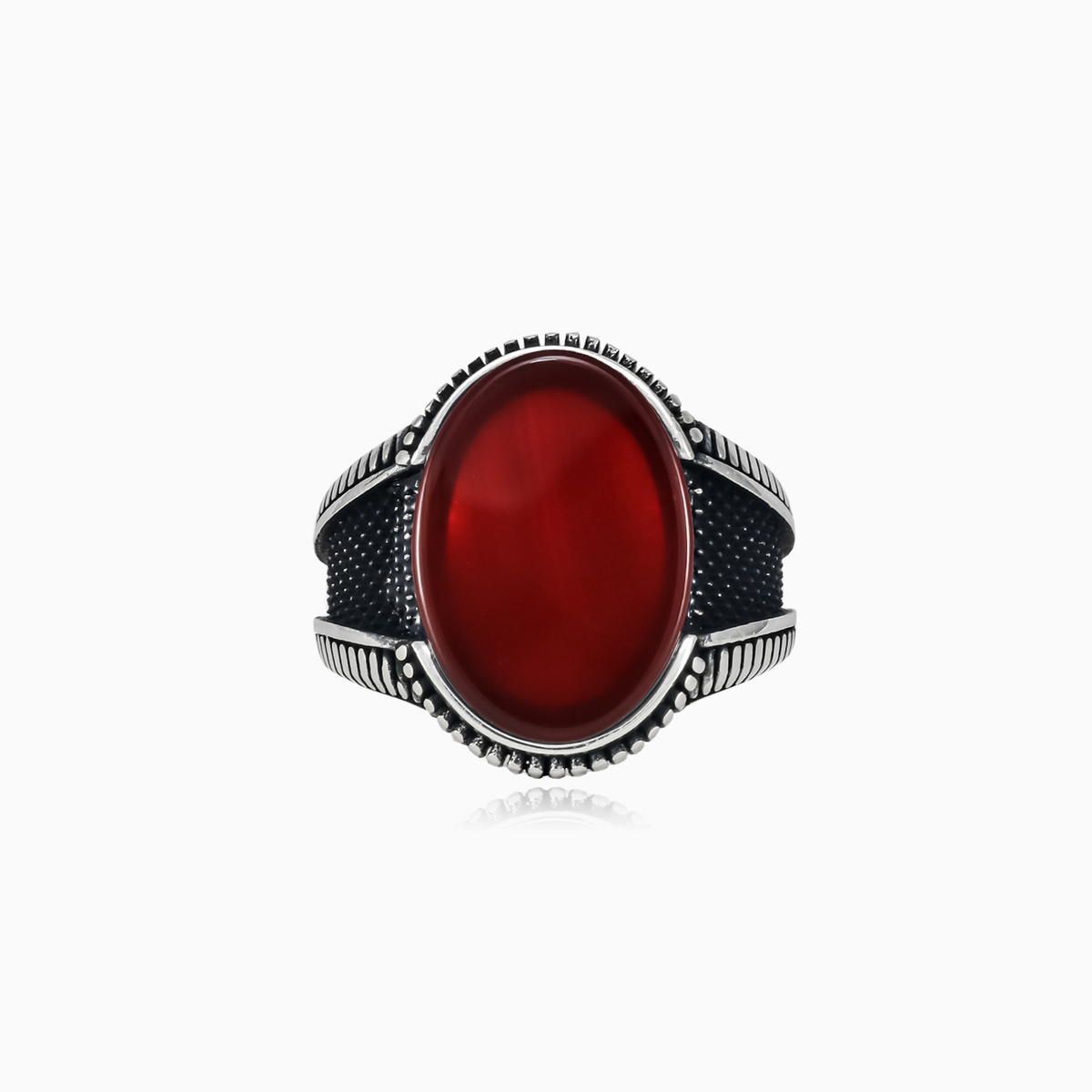 Oval oxidized agate ring man Rings Detallado N.1