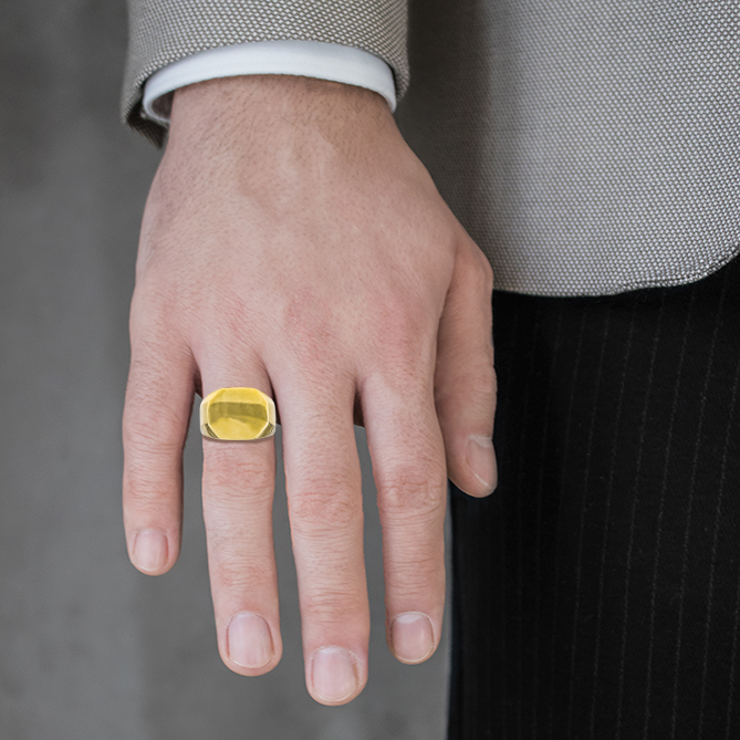 Anillo octogonal bañado en oro hombre Anillos High polished N.3